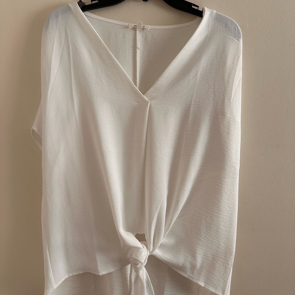 White Tie Front Relaxed Blouse